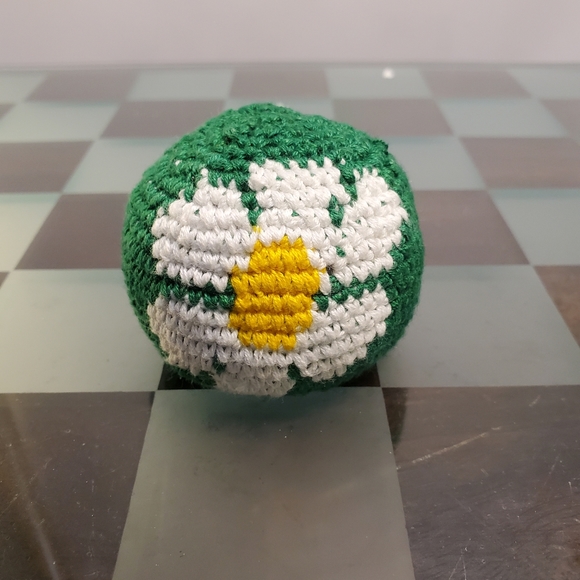 2 Flower image footbag hand woven pellet filled hacky sackjyggle stress ball - Picture 3 of 6